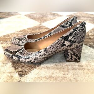Donald Pliner “Audry” Snakeskin Print Block Heel Pumps – Women’s 7